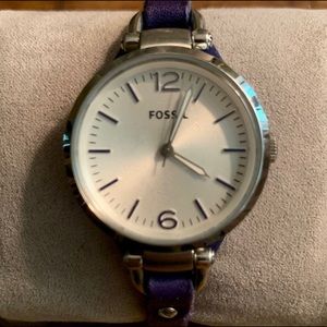 Fossil Purple Genuine Leather Watch